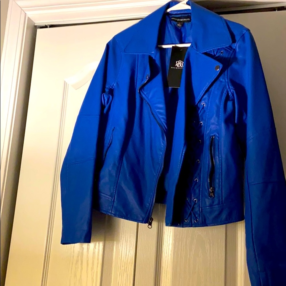 Royal Blue Leather Jacket